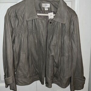 Ann‎ Taylor Loft Genuine Leather Gray Women's Jacket W8 Original MSRP $248